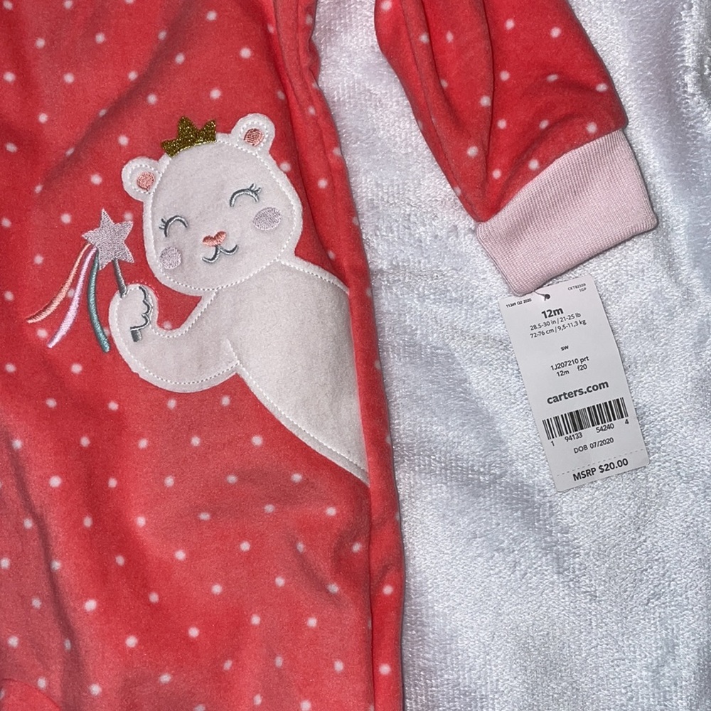 Carter’s footie pajamas pink with Kitten princess - Picture 2 of 6